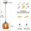 Amber Glass Pendant Lights Kitchen Island Lighting Globe Pendant Light Fixtures Modern Pendant Lighting for Bedroom Living Dining Room Light Fixture (7.87 in, 3 Pack)