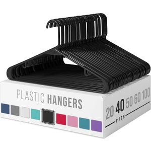 Clothes Hangers Plastic 40 Pack - Black Plastic Hangers - Makes The Perfect Coat Hanger and General Space Saving Clothes Hangers for Closet - Percheros Ganchos para Colgar Ropa Hangars Clothes Hangers Plastic 40 Pack - Black Plastic Hangers - Makes The Perfect Coat Hanger and General Space Saving Clothes Hangers for Closet - Percheros Ganchos para Colgar Ropa Hangars