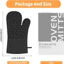 Oven Mitts, Oven Gloves Heat Resistant 500F with Non-Slip Silicone Surface Pot Holders, Kitchen Mitt with Soft Cotton Lining for Baking, Cooking, BBQ, Black, 1 Pair