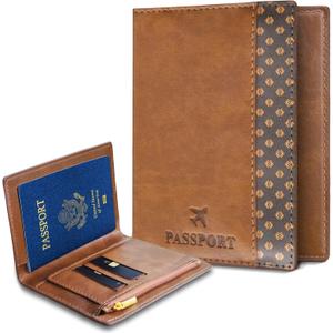 Passport Holder for Travel, Passport Cover Travel Essentials, Travel Wallet for Women & Men, Gift for CouplesBrown