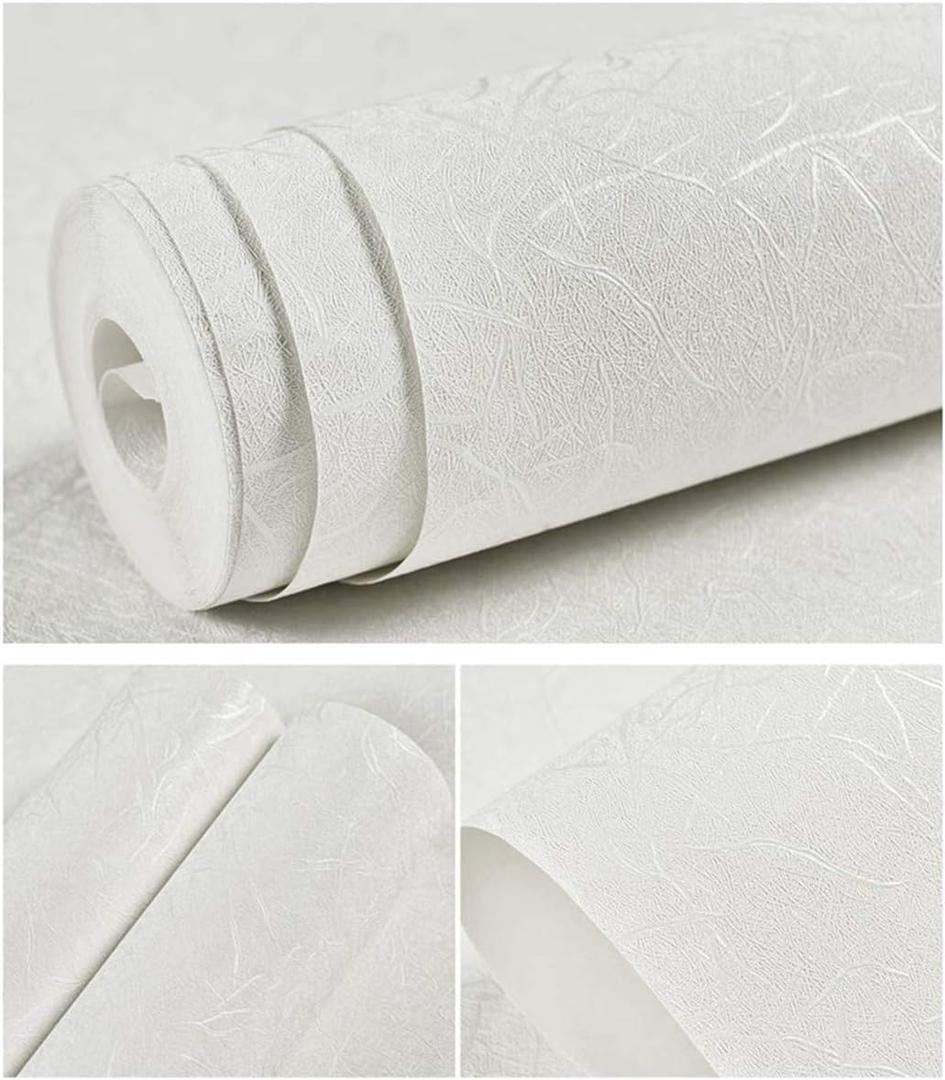Abyssaly White Wallpaper Peel and Stick Wallpaper 15.7" X 984.2" Self Adhesive Embossed White Contact Paper Removable Kitchen Vinyl Film Textured Cabinet Shelf Paper