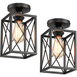Ceiling Light Fixtures Flush Mount Black Hallway Light Fixtures Ceiling Rustic Farmhouse Island Light Fixtures,Farmhouse Black Metal Frame Light Fixture