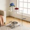 Modern Acrylic C-Shaped Side Table with Storage and Locking Wheels for Sofa Bed or Office Clear Rolling Nightstand 11.81 x 11.81 x 23.62 in