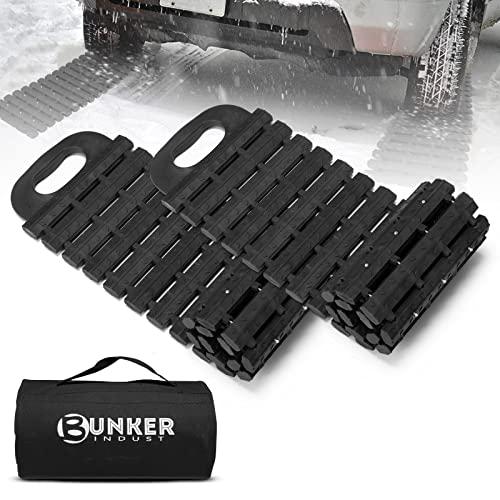 BUNKER INDUST Tire Traction Mats Portable Recovery Tracks for Off Road 4X4 Snow, Sand,Emergency Devices for Cars, Trucks, Van(2 Pack)