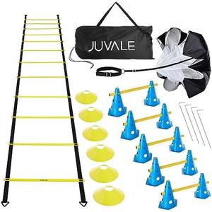 Juvale 28-Piece Agility Ladder Speed Training Equipment & Cones for Sports Training - One Size Plastic - Resistance Parachute & Agility Cone Hurdles