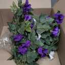Spring Faux Petunias Silk Flower UV Resistant No Fade Floral, Realistic Morning Glory Artificial Flowers Morning Glory Vine for Garden, Patio, or Home Decor (Purple 2pcs)