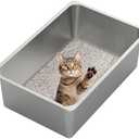 Kirecoo Stainless Steel Cat Litter Box XXL- Metal High Sided Cat Pan, Large Stainless Steel Box, Indoor Litter Tray, Non Stick, No Smell, Easy to Clean, Pet Toilet Supplies for Kitten, Kitty, Rabbit