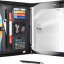 Eshow Portfolio Organizer - 3 Ring Binder with Zipper, Vegan Leather Business Padfolio Folder with Notepad Includes 10 Clear Sheet Protectors for Documents Files for Men Women