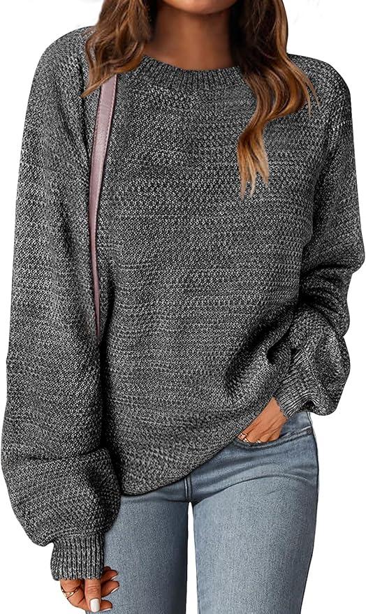 weaters for Women Fall Winter 2026 Oversized Pullover Spring Crew Neck Long Sleeve Heathered Knit Tops