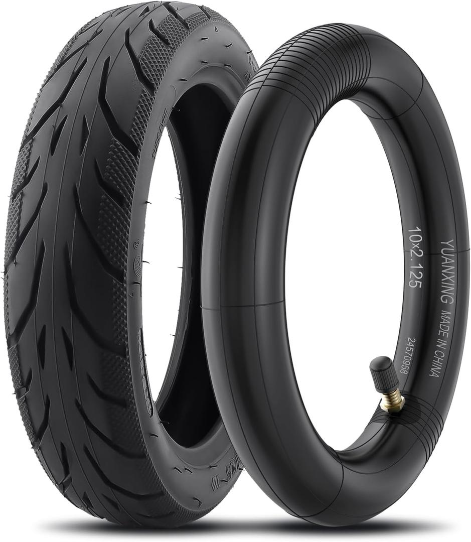 SYACHI 10x2.125 Tire with Inner Tube, Heavy Duty Replacement for Electric Scooter 10 inch Tires, Enhanced Grip and Reinforced Construction for Segway Ninebot F20, F25, F30, F40, F Series.