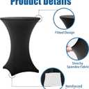 Cocktail Table Covers - 2 Pack 32x43 Inch Table Cloth - Black Fitted Stretch Spandex Round High Top Tablecloth for Party, Bar, Birthday, Pub, Banquet