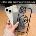 for iPhone 14 Case Glitter Clear Paw Love Heart Compatible with MagSafe, Strong Magnetic Full Camera Lens Protection Soft Slim Thin Cute Bling Phone Case - Black
