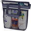 DV Lifestyle Mesh Shower Bag 10.2x9.9'' Quick-Dry Caddy with Zipper & 2 Pockets. Portable Toiletry Tote for Bathroom, Gym, Travel, Camp, Beach, for Sunscreen, Dorm & College Essentials (Black) (Small)