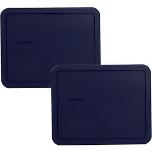 Pyrex Bundle - 2 Items: 7212-PC Blue 11-Cup Dark Blue Plastic Food Storage Lids - Original Genuine Pyrex - Made in the USA