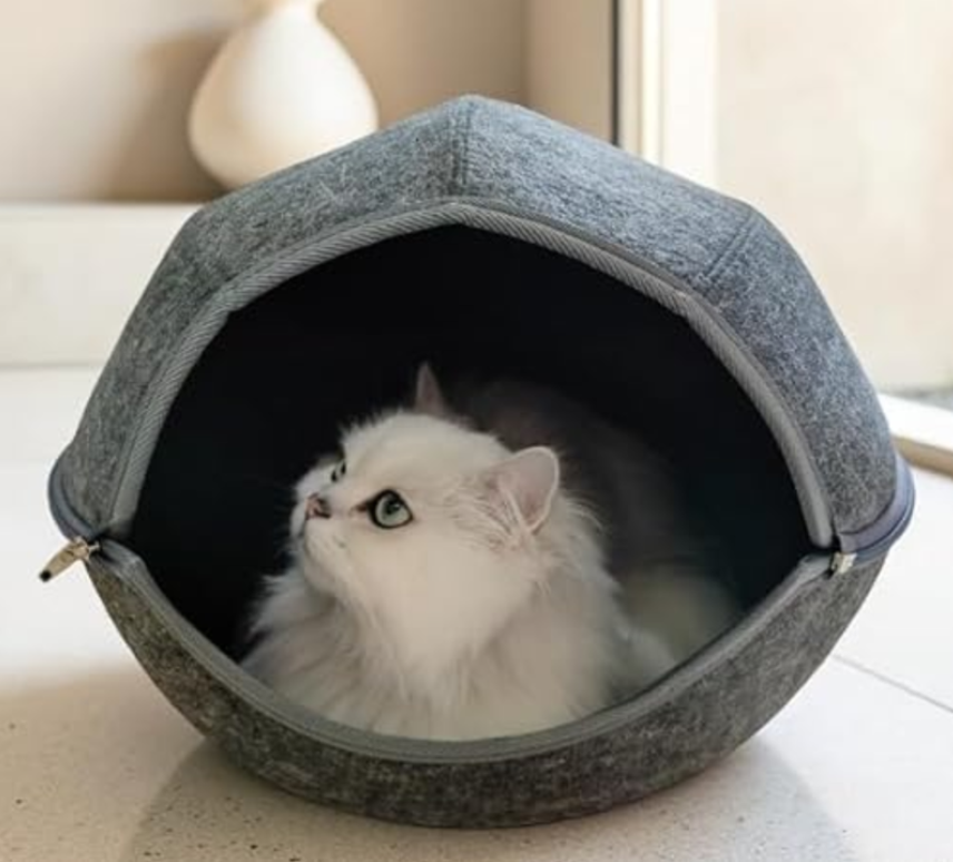 Donut Cat Tunnel Bed Peekaboo Cat Cave for Large Cats Up to 30 Lbs, Kitty Interactive Playing Tent House for Multiple Cats,Detachable,Scratch Resistant (2 in 1 Black, Medium  20 Inch Diameter)