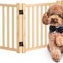 Solid Wood Freestanding Pet Gate, Nature Wood Dog Gates for Doorways The House, Pet Gate for Stairs, Unpainted Indoor Gate Safety Fence, 16.9" Height-5 Panels