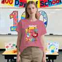 100 Days of School Shirts for Women Happy 100th Days Teacher T-Shirt Funny Pencil Apple Tee Tops (XL)