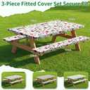 Picnic Table Cover with Bench Covers and Bag - Outdoor Camping Accessories Waterproof Camping Tablecloth with Elastic Edges Fitted Rectangle Tables and Seats