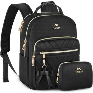 MATEIN Mini Backpack for Women, Waterproof Stylish Daypack Purse Shoulder Bag, Lightweight Small Casual Daily Travel Backpack Mochilas Para Mujer, Lady Girls Gifts for Work School, 2pcs Sets, Black (Small-12.9 inch)