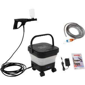 Electric Pressure Washer with Wheels, 0.93 GPM Fold Cordless Electric Sprayer Washer with 7 Adjustable Pressure Settings, 6-in-1 Nozzle, 3.43Gal Tank, 22.97FT Hose for Camping, Bike, Pet Cleaning