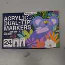 ARTISTRO 24 Dual Tip Acrylic Paint Markers, Acrylic Paint Pens, Fabric Markers for Textile, Rock, Glass, Wood, Paper, Ceramic, Canvas DIY Art Supplies Kit for Kids and Adults (Dual Tip Dot + Fine, 24)
