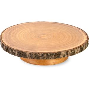 Rustic Wood Cake Stand - Easy to Clean Wood Slice - Large 10-12 inch Wooden Cake Stand Rustic - Wedding Tree Trunk Cake Stand - Beautiful Farmhouse Tree Stump - Cake Display Stand