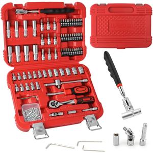 LLNDEI 106PCS 1/4-inch Drive Socket Set with Wrench, CR-V Steel Kit, Ratchet Handle, Screwdriver Bit Set & Magnetic Pickup Tool, With 11x8x2.5-inch Carrying Case LLNDEI 106PCS 1/4-inch Drive Socket Set with Wrench, CR-V Steel Kit, Ratchet Handle, Screwdriver Bit Set & Magnetic Pickup Tool, With 11x8x2.5-inch Carrying Case