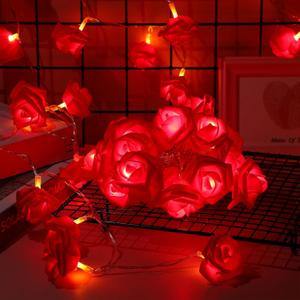 3 Pack Valentine LED Rose Flower String Lights Operated 6.6 ft Rose Flower Fairy Lights 6 cm Diameter Flowers for Mother's Day Holiday Wedding Decoration Home Birthday Party(Red)