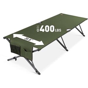 Heavy Duty Camping Cot for Adults, 31.5'' Wide Folding Cot, Support 400LBS