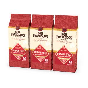 Don Francisco's Pumpkin Spice Ground Coffee, Medium Roast Flavored 100% Arabica, 3-Pack (12 oz Bags), Premium Coffee for Drip, Pour Over & French Press, Best By: 12/23/26