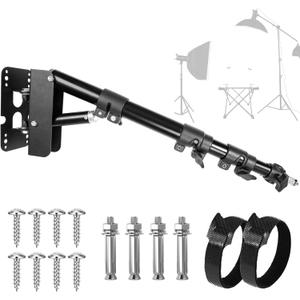 Wall Mounting Triangle Boom Arm for Ring Light, Support 180 Flexible Rotation, 21.7-45.6in Adjustable Length, Save Space, for Monolight, Softbox, Umbrella and Reflector