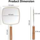 YEAKE Hand Held Mirror with Handle for Makeup,Small Cute Wood Hand Mirror for Shaving with Hole Hanging Single-Sided Portable Travel Vanity Mirror for Men&Women(Square)