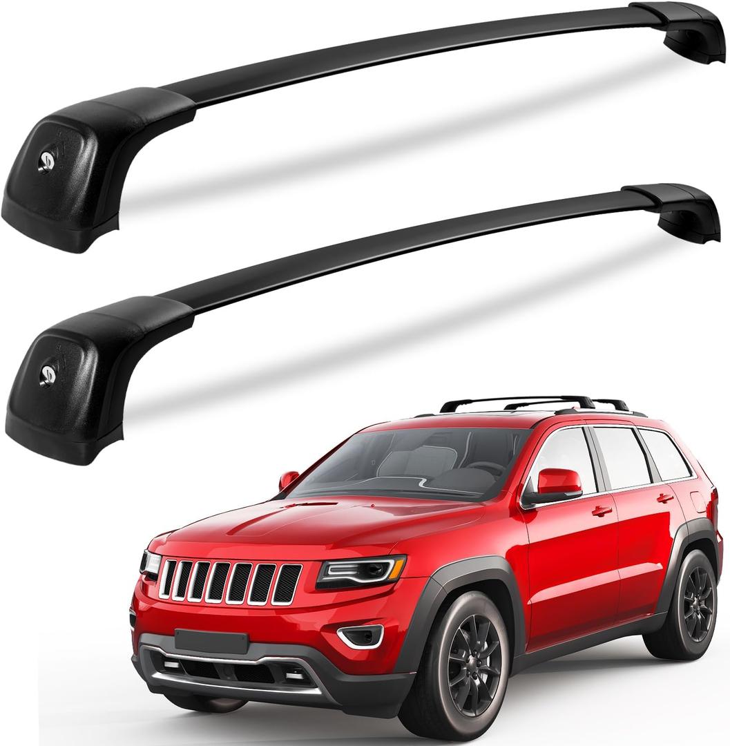 Lockable 220lbs Roof Racks Cross Bars Fit for Jeep Grand Cherokee 2011-2021 with Grooved Side Rails(DO NOT fit for Raised Side Rails), Heavy Duty Anti-Theft Aluminum Rails Crossbars Cargo