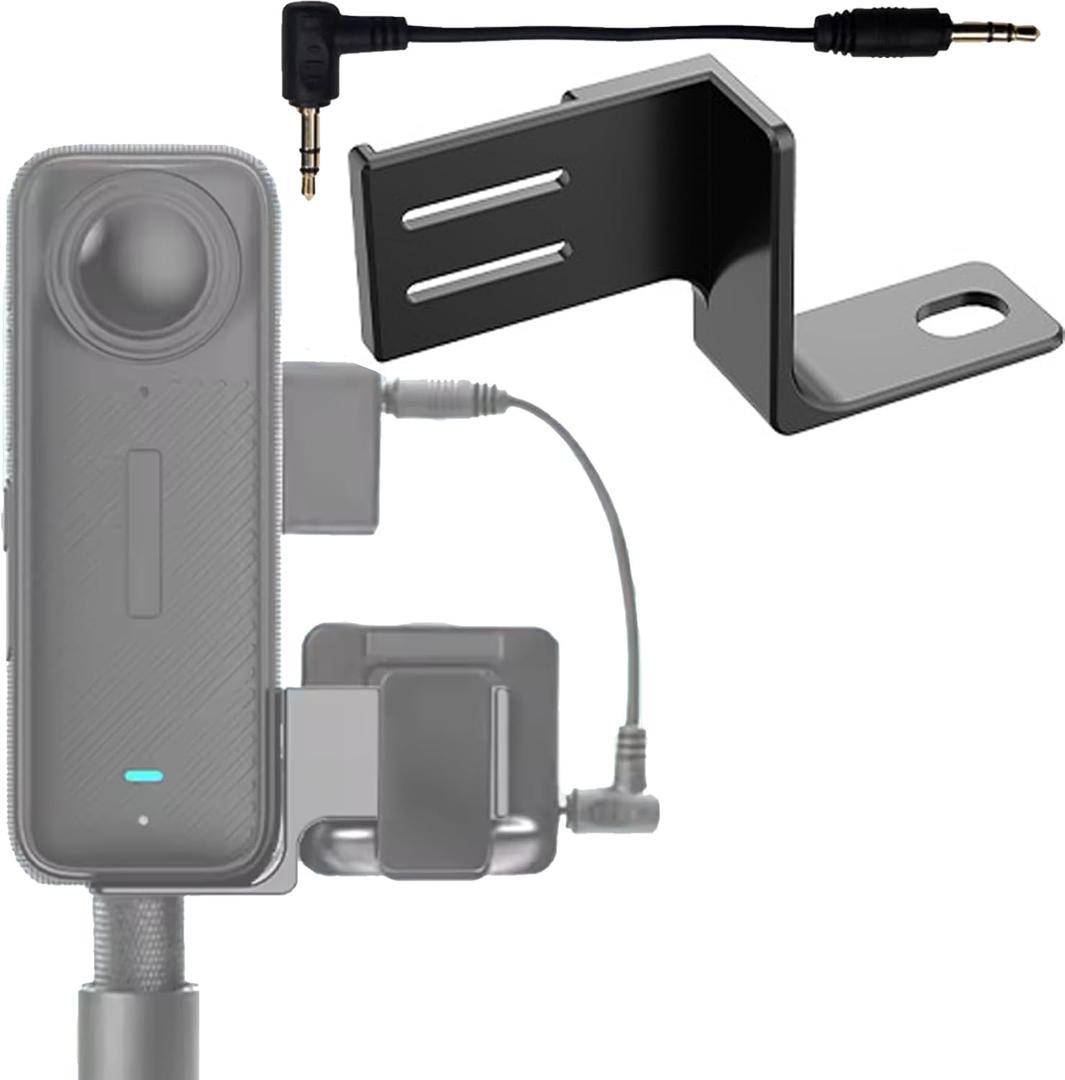 Microphone Metal Expansion Mount for Insta360 X5 Camera Accessories Fixed Holder Bracket with Cable