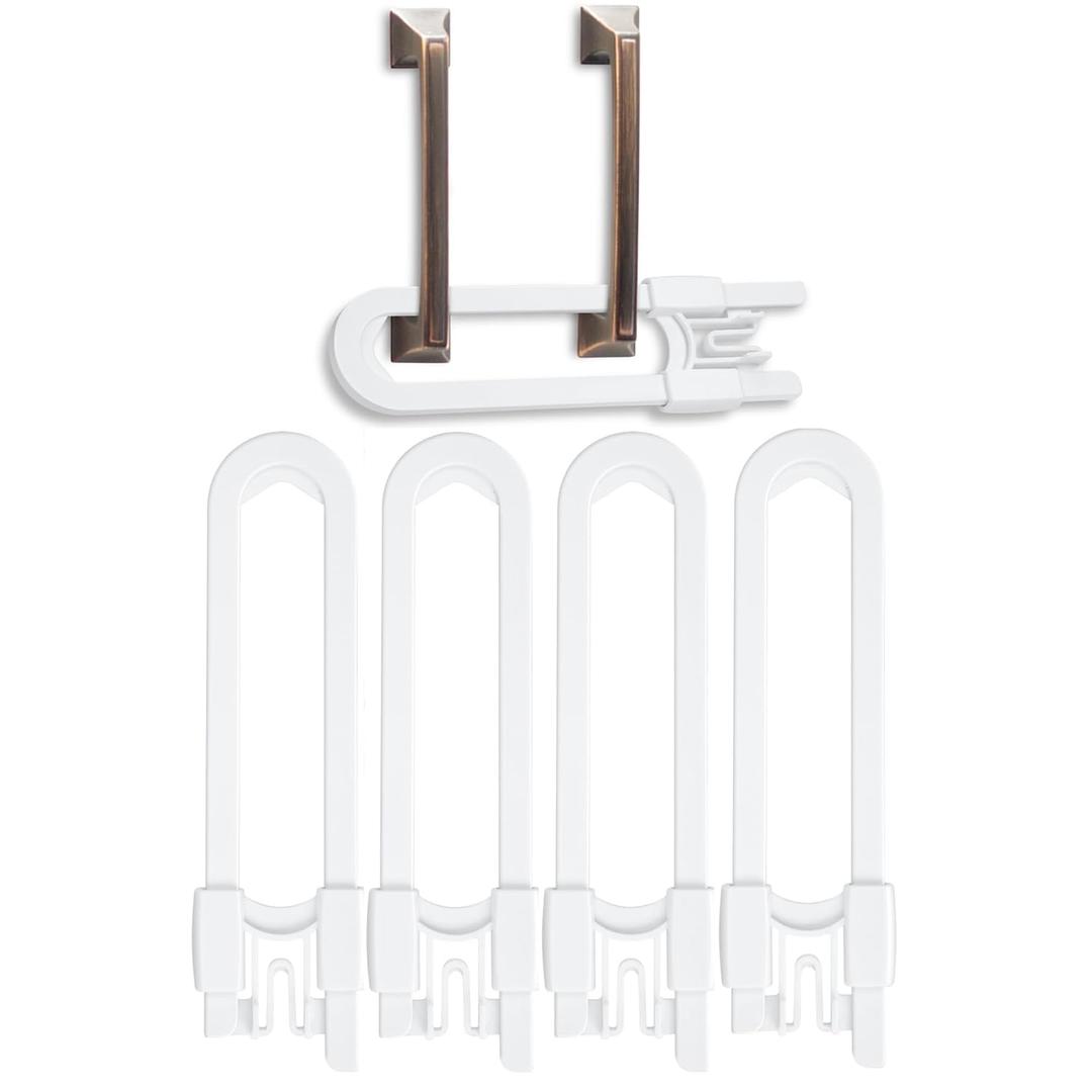 Vmaisi Baby Sliding Cabinet Locks - 4 Pack Adjustable U Shaped Child Safety Locks,Childproof Latches for Kitchen Bathroom Storage Cupboards Doors, Handles and Knobs White (4)