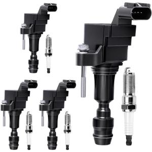 4Pcs Ignition Coil Pack UF491 & Spark Plugs Compatible with Chevy Equinox 2010-2017, Malibu 2008-2014, GMC Terrain 2010-2017, Cobalt 2007-2010, Pontiac G6 2006-2010, Buick LaCrosse 2.0L 2.2L 2.4L
