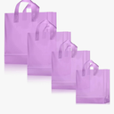 100 Pcs Frosted Plastic Gift Bags with Handles for Small Business Clear Shopping Bags with Cardboard Bottom,4 Sizes