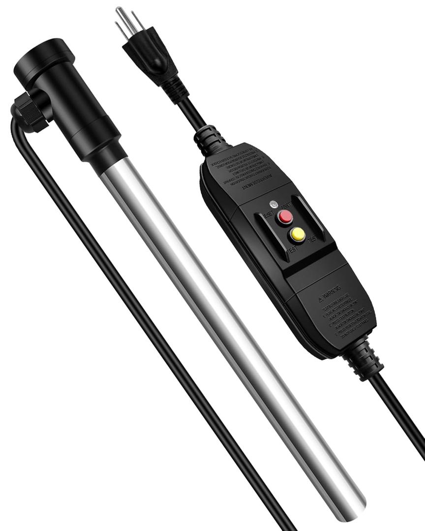 1800W Immersion Water Heater with Plug, Submersible Water Heater for Bathtub Pool Water Tank Cattle Trough, Portable Hot Tub Heater