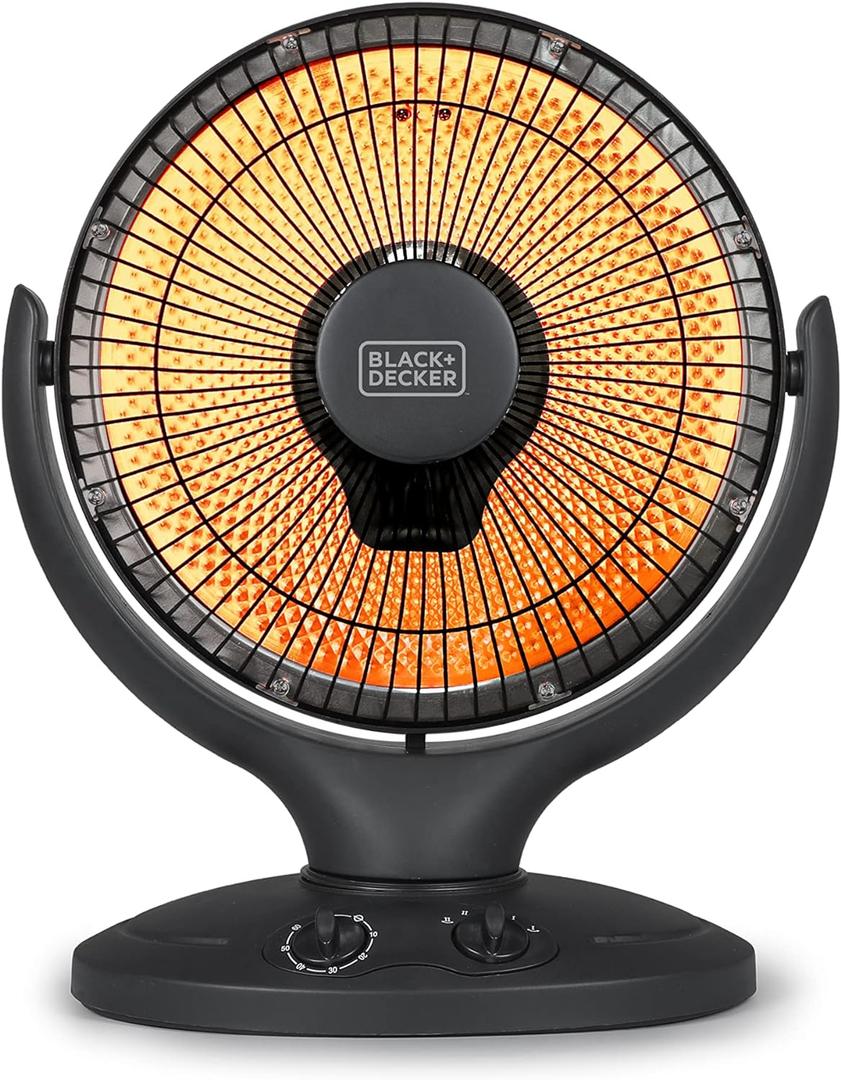 BLACK+DECKER Portable Heater for Rooms up to 161 Sq. Ft., Oscillating Space Heater & Heater for Bedroom with Overheat Protection, Small Heater with Timer & Manual Controls