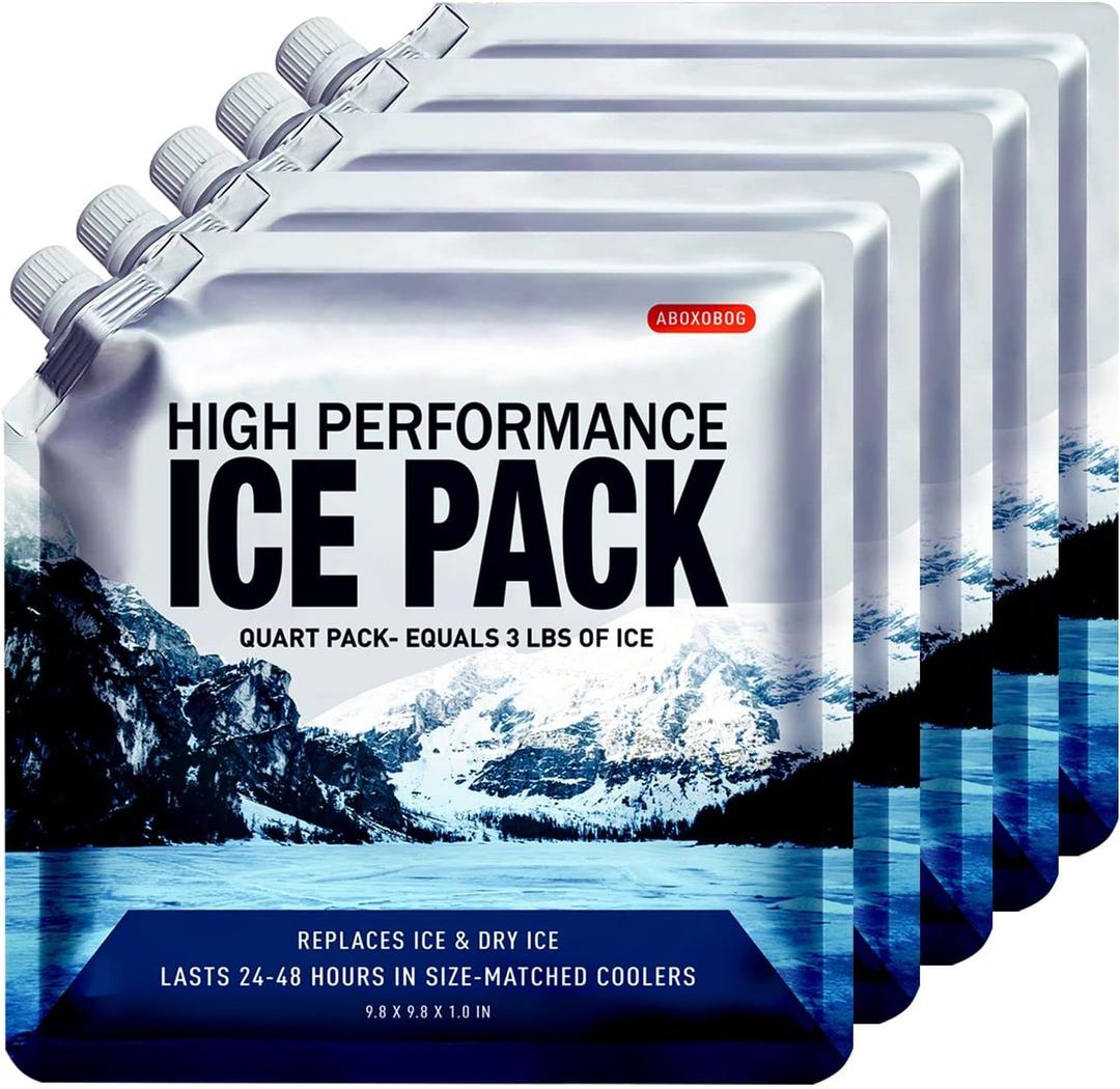 Reusable Ice Packs for Coolers Long Lasting Gel Freezer Packs for Cooler Bag Backpacks, Lunch Box, Cooler Bag, Keeps Food Cold Fresh (Set of 5) (9.8"x9.8")