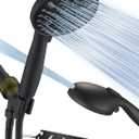 High Pressure 10 Setting Handheld Shower Head, 5" Detachable Showerhead Spray Built-in Power Wash to Clean Tub, Tile & Pets, 79" Extra Long Stainless Steel Hose, Adjustable Bracket - Matte Black