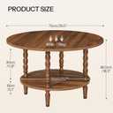 HOOBRO Coffee Table, 2-Tier Round Coffee Table, Mid-Century Modern Coffee Table for Living Room, Center Table with 2-Tier Open Storage Shelf, Home Office, Walnut WL75KF01