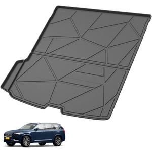 Elsetyler Custom Fit for Cargo Liner 2016-2024 2025 2026 Volvo XC90 - Black TPE All Weather Heavy Duty Waterproof Rear Cargo Tray Trunk Floor Mat Protector
