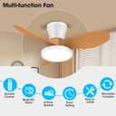 ocioc Quiet Ceiling Fan with LED Light DC motor 32 inch Large Air Volume Remote Control Oak for Kitchen Bedroom Dining room Patio