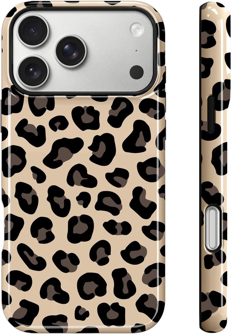 Magnetic for iPhone 17 Pro Max Case for Women Men, Brown Leopard | Cool Cheetah Pattern Design [Compatible with MagSafe] 2-Layer Hybrid Shockproof Glossy Protective Cover
