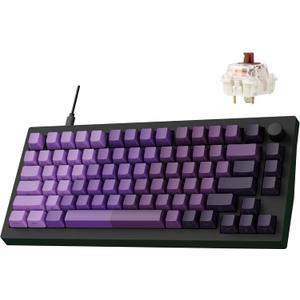 LEMOKEY X4 QMK Wired Mechanical Keyboard, 75% Layout South-Facing Red Backlit, Side-Printed Double-Shot PBT Keycaps with Tactile Brown Mechanical Switch for Windows