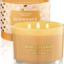 Glowence Luxury Coconut Scented Candle  Large 3 Wick Jar Candle  Elegant Gift for Women & Men  100% Natural Soy Wax  Up to 40 Hours Burning Time  Housewarming Aromatherapy Candle for Home