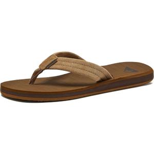 Quiksilver Carver Suede Flip Flops for Men, Arch Support Athletic Mens Sandals, Size 6 to 16 Thong Mens Slides. (13, Tan/Solid)