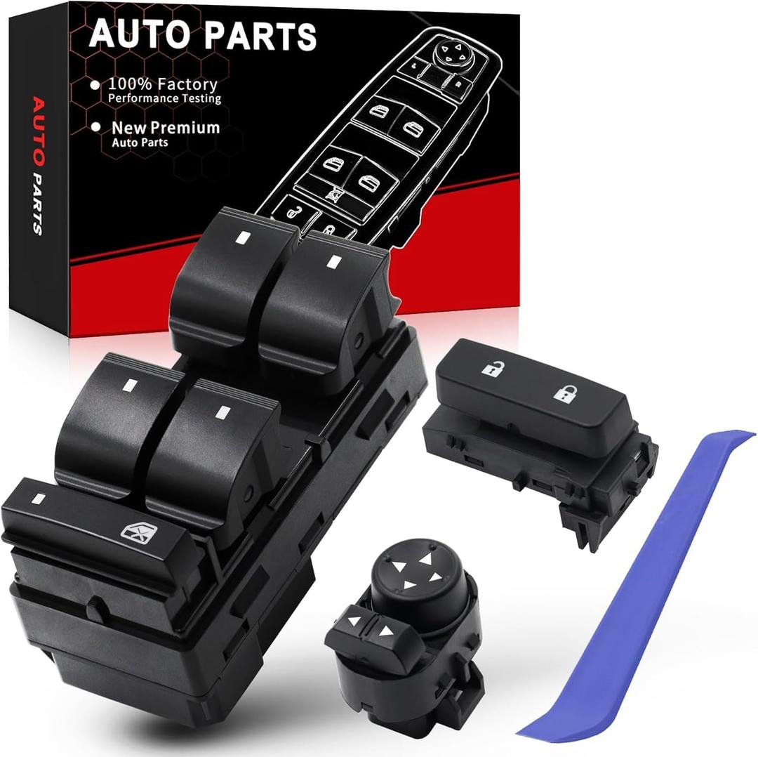 Master Power Window Switch Front Left Driver Side Door Lock & Mirror for:-Chevy Silverado for:-GMC Sierra 1500 2500HD 3500HD 2007 2008 2009 2010 2011 2012 2013 2014 (All-New) OE#20945129