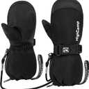 Kids Long Cuff Winter Snow Ski Mitten with Zipper Waterproof Gloves for Toddler Boys Girls Size XS